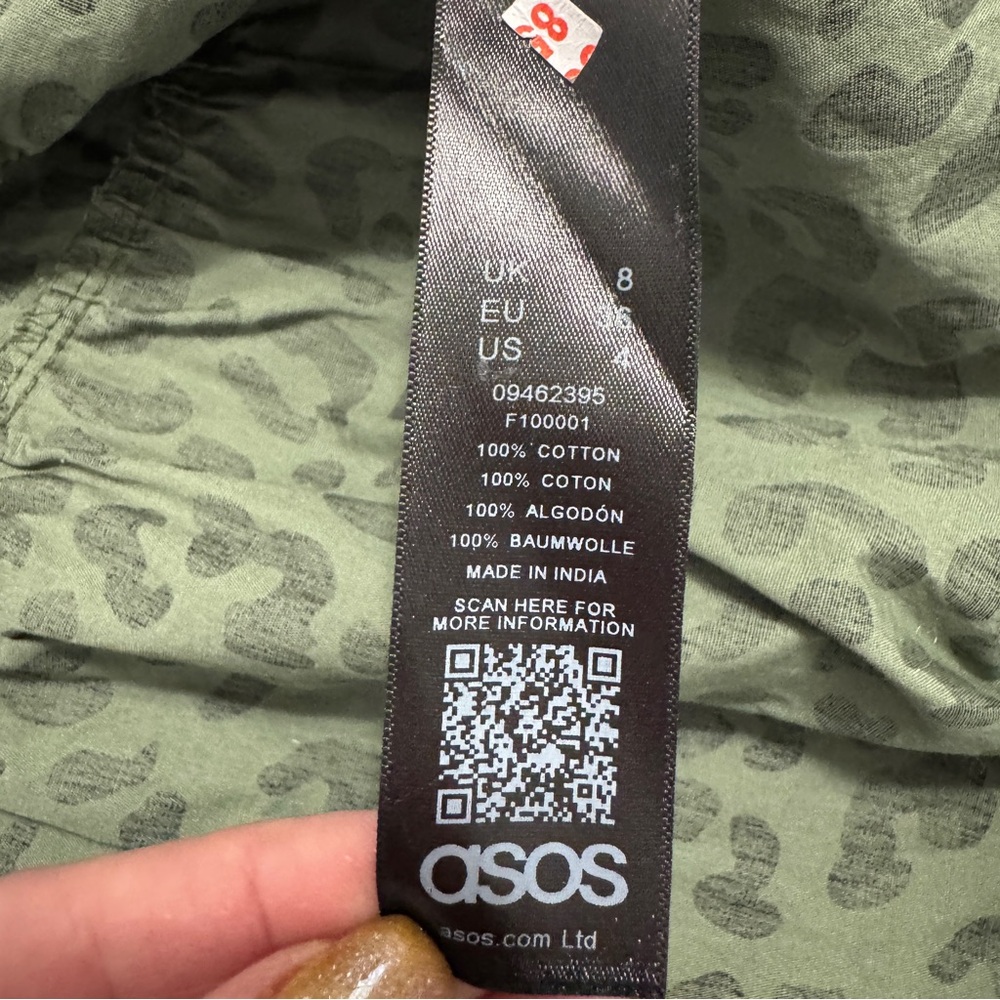 ASOS Green Leopard Print Puff Sleeve Midi Dress Size 4 NWT - Picture 8 of 9